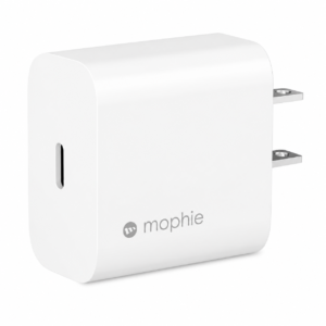 محول حائط سريع(mophie) 20W USB-C PD wall adapter آمن للموبايلات وأجهزة التابلت - لون أبيض