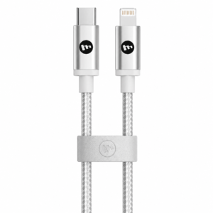 كابل سريع للشحن(mophie) USB-C إلى Lightning بطول 1 متر ونقل بيانات 480Mbps لأجهزة الآيفون والآيباد من موفي - لون فضي