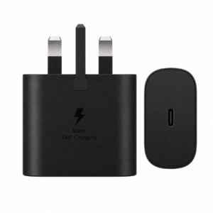 رأس شاحن جداري (SAMSUNG) أصلي USB-C بقوة 25 واط شحن فائق السرعة PD - لون أسود