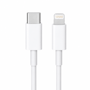 كابل شحن سريع(Apple)USB-C to Lightning Cable (1 متر) - كابل متين لنقل البيانات والشحن السريع متوافق مع أجهزة iPhone، لون أبيض