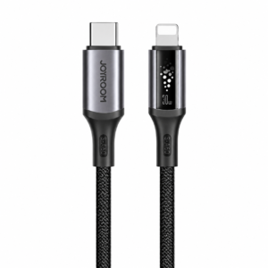 كابل بيانات وشحن سريع (JOYROOM) USB-C إلى Lightning بقوة 30 واط ونقل بيانات للموبيل والتابلت من جيروم - لون أسود