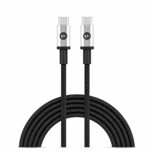 وصلة شحن ذكية موفي تايب سي لتايب سي بقوة 60 واط mophie USB-C Cable سلك شاحن سريع قماش للآيفون 15/16 والآيباد، لون أسود