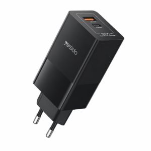 يسيدو Yesido YC73 شاحن جداري بتكنولوجيا GaN مع كابل USB-C إلى USB-C يوفر شحن فائق السرعة وموثوق بقدرة 65 واط لون أسود