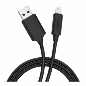 سلك شاحن سريع ومقاوم للانحناء من Choetech (XAL-0003) USB-A to L Cable – كابل TPE عالي الجودة بطول 1 متر متوافق مع آيفون وسماعات AirPods، لون أسود