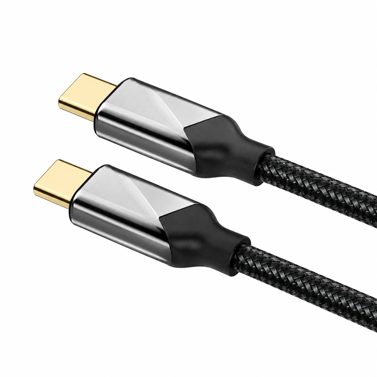 شاحن لاب توب وماك بوك ريسي سريع Type-C to Type-C (RECCI VOYAGE SERIES) - كابل قماش مضفر بقوة خارقة PD 240W وطول 1.5 متر بضمان تراست، لون أسود - الصورة 2