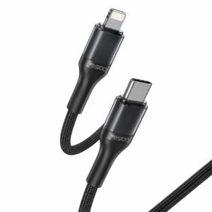 يسيدو Yesido CA67 كابل شحن سريع بتكنولوجيا PD من نوع Type-C إلى Lightning يوفر شحن آمن وموثوق بقدرة 27 واط لون أسود