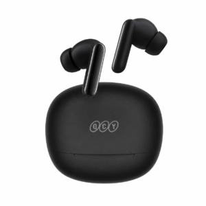 إيربودز لاسلكية ذكية QCY MeloBuds N50، تتميز بعزل ضوضاء متكيف ذكي 45dB، مزودة بـ 6 ميكروفونات ونظام عزل للمكالمات بالذكاء الاصطناعي، لون أسود