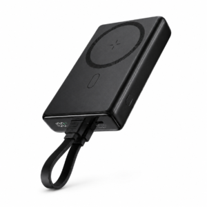 باور بانك مغناطيسي لاسلكي(Joyroom)JR-PBM01 بسعة10000mAh 20WType-C to Lightning Cable & Kickstand  - لون أسود